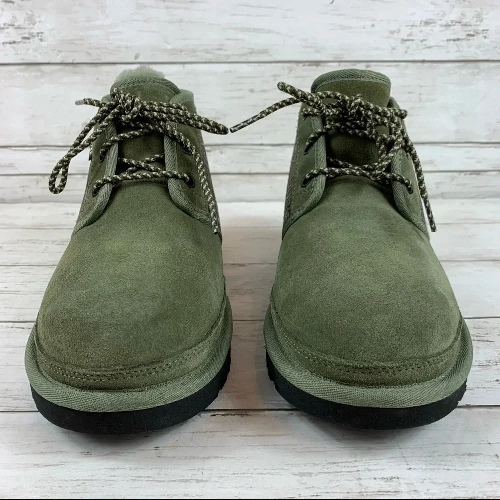 Ugg Neumel Gore-Tex Waterproof Suede Chukka Boots Olive Green Logo 7 Lace Up
